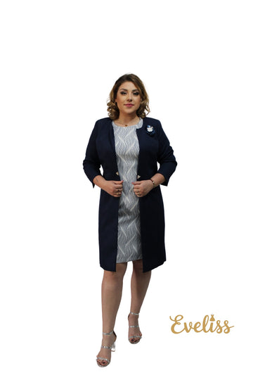 Compleu Elegant Loretta Sacou Albastru