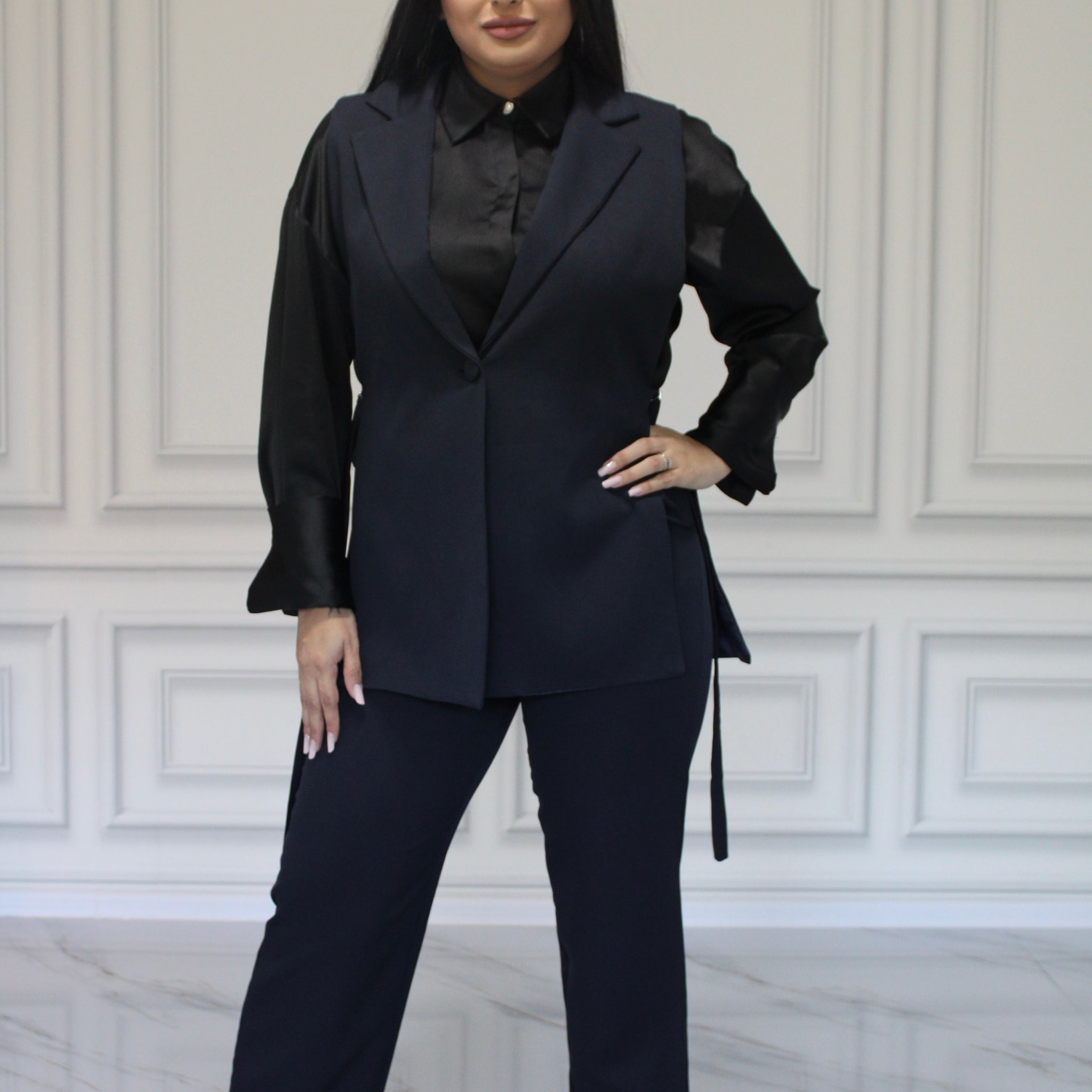 Compleu Adina Vesta si Pantaloni Bleumarin