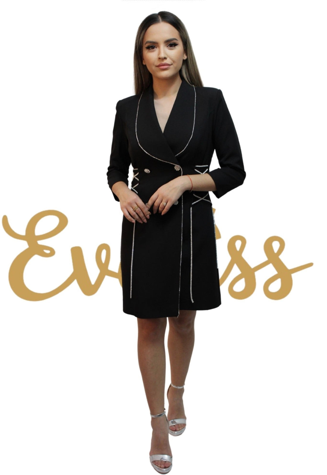 Rochie Scurta Neagra Tip Sacou